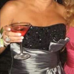 Black and silver beaded gown